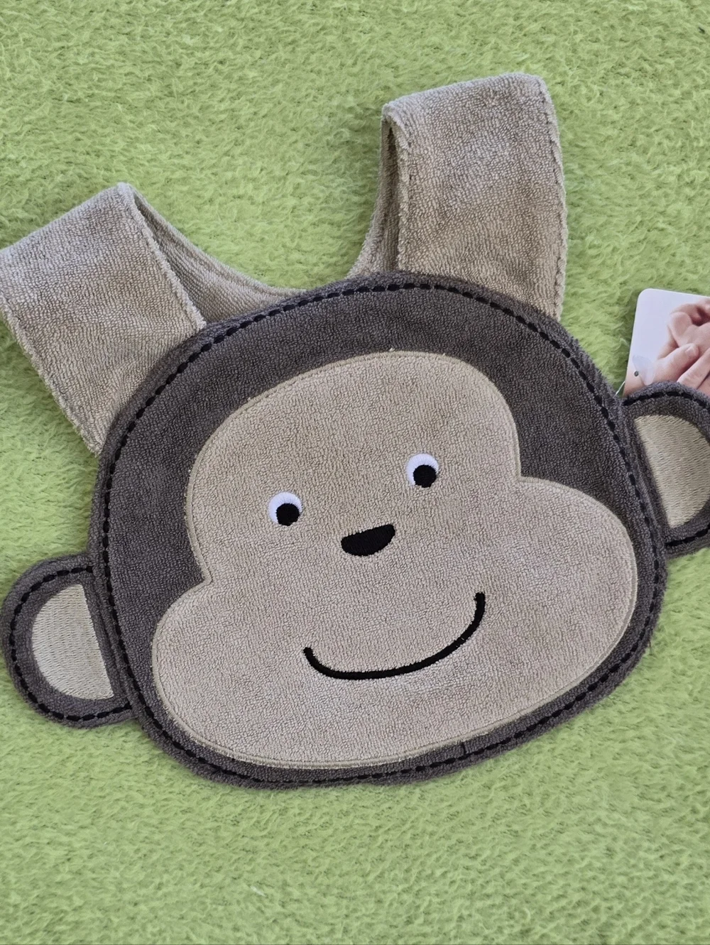 NWT  NEWBORN + UP MONKEY FACE BIB CARTERS - Baby BOYS  Brown + TAN TERRY (Q14)
